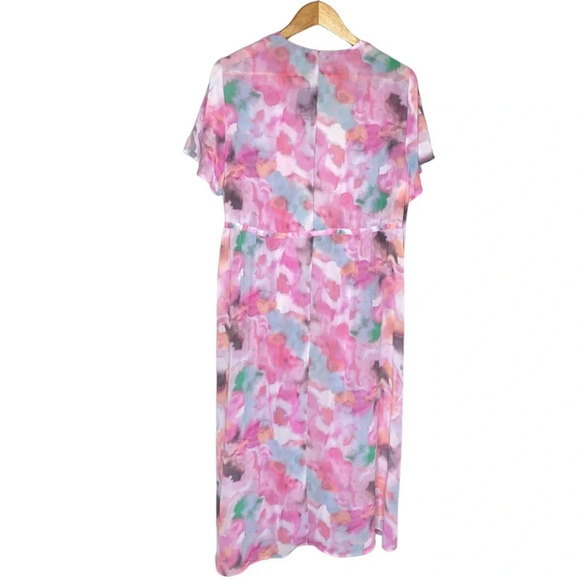 ✨NWT Torrid Pink Tie Dye Watercolor Flutter Sleeve Chiffon Long Kimono Large - Picture 9 of 11